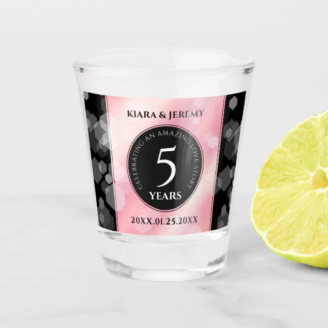 Elegant 5th Rose Quartz Wedding Anniversary Shot Glass