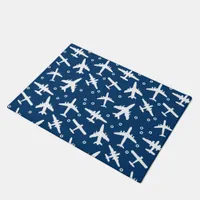 Aviation White Flying Aircraft Silhouettes Doormat