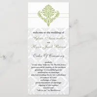 green damask Wedding program