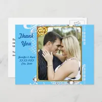 Blue with Frame Diamonds Couple Thank You Postcard