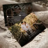 Elegant Modern Calligraphy Script 2-Photo Wedding RSVP Card
