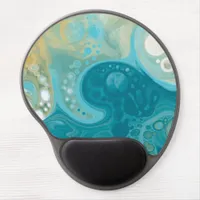 Ocean Blue Waves and Sandy Brown Fluid Art   Gel Mouse Pad