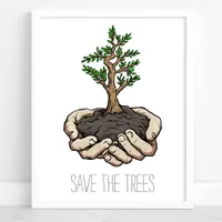Save The Trees Hands Sapling Environmental Poster