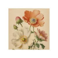 Vintage Poppies Wood Wall Art
