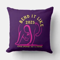 Customizable "Bend It Like 2025" Yoga Cat Throw Pillow