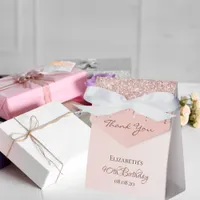 90th Birthday rose gold glitter glam thank you Favor Boxes
