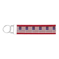 Modern Embossed American Flag Wrist Keychain