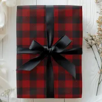 Buffalo Plaid Rustic Black and Red Check Christmas Wrapping Paper