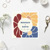 Retro Groovy Boho Chic Floral Wedding Napkins