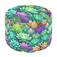 Aloe Vera and Succulents Collage Pouf