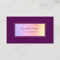 Purple pink metallic glam professional elegant business card