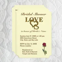 Love Hearts and Red Rose Bridal Shower Invitation