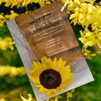 Rustic Sunflower and Veil Country Barn Wedding Invitation