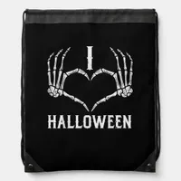 Halloween Skeleton Hands Heart Cute Women Girls Ki Drawstring Bag