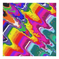 Rainbow Blip Color Burst Fluid Art Faux Canvas Print