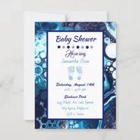 Dark Blue Boy's Baby Shower Invitation Postcard