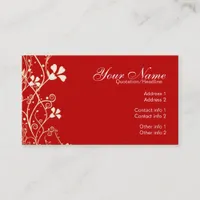 Vibrant Red Florali Business Card