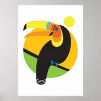 Tropical Rainforest Modern Graphic Toucan Bird Poster