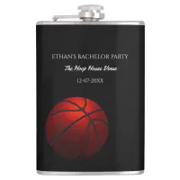 Black Orange Basketball themed party weekend Flask