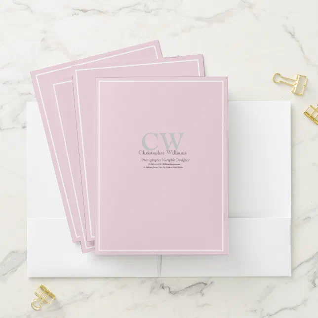 Professional Pink Minimalist Pocket Folder