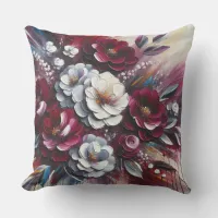 Maroon and white Floral arrangement | Outdoor Pillow