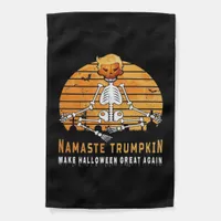 Namaste Trumpkin Make Halloween Great Again Medita Garden Flag
