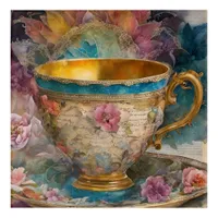 Gorgeous Teacup Mixed Media Painting Acrylic Print