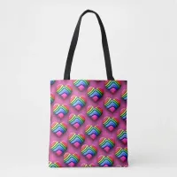 Awesome Neon Rainbow Hearts Tote Bag