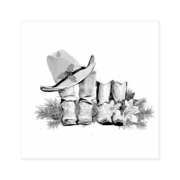 Country and Western Rustic Boots and Hats Christma Rubber Stamp