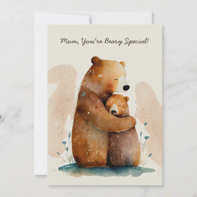 Watercolor Mommy Bear Mother's Day Card