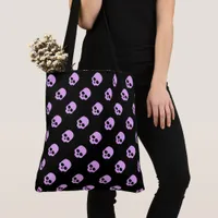 Cute Goth Pink Skulls Tote Bag