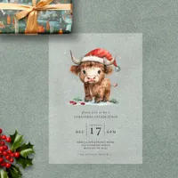 Fun Highland Cow Christmas Party Acrylic Invitations