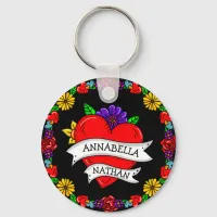 Romantic Couple's Gift | Tattoo Style Art      Keychain