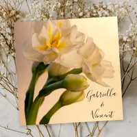 White Double Daffodils Spring Wedding Invitation