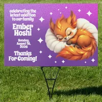 Cute Fox Asleep in Starry Sky Baby Shower Welcome Sign