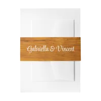 Rustic Brown Barn Wood Country Western Wedding Invitation Belly Band