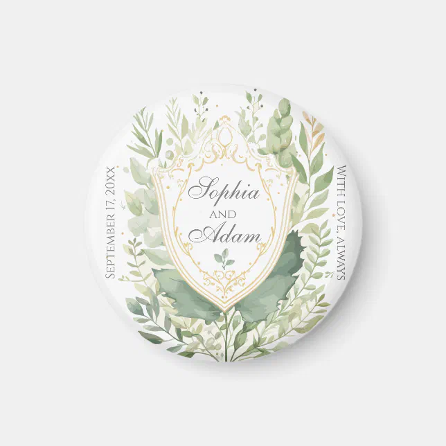 Rustic Greenery Shield Wedding Customize Magnet