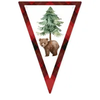 One Happy Camper Red Buffalo Plaid 1st Birthday  Bunting Flags