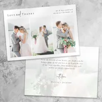 Love and Thanks Script Photo Collage Wedding Card