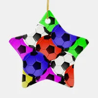 Multicolored American Soccer or Football Ceramic Ornament