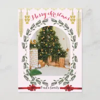 Greenery Foliage arch photo Trendy merry christmas Postcard