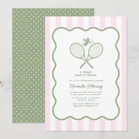 Sage Green & Blush Preppy Tennis Bridal Shower Invitation