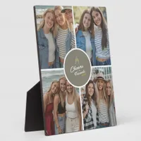 Cheers to Friends 4 Photo Collage Chic Friendship Plaque