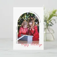 Modern Happy Holidays Arch Photo Holiday Card