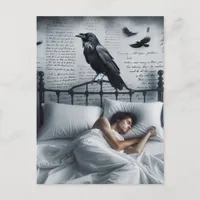 Raven Watches Over Person Asleep Postcard