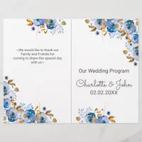 Blue Gold Floral Wedding