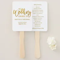 Wedding Program Fans | Brush Script-Faux Gold Foil