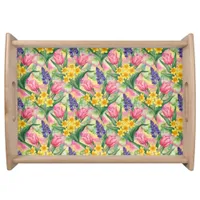 Lrg Tulips, Daffodils, Hyacinths Alcohol Ink Style Serving Tray