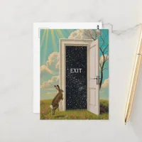 Surreal Rabbit Leaps For the Exit Portal Postcard