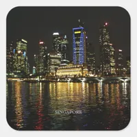 Singapore Night Lights Plate Square Sticker